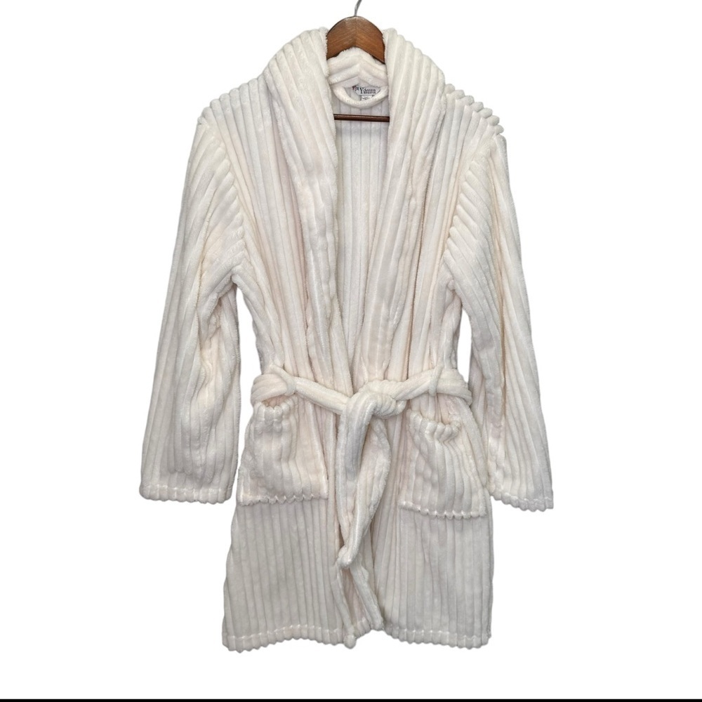 Yawn Off White Cream Robe Size Large Neutral Loungewear Lounging Comfy Cozy